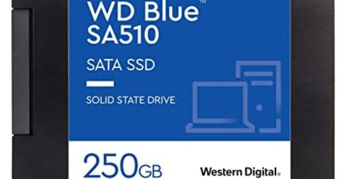 Western Digital 250GB WD Blue SA510 SATA Internal Solid State Drive SSD – SATA III 6 Gb/s, 2.5″/7mm, Up to 555 MB/s – WDS250G3B0A