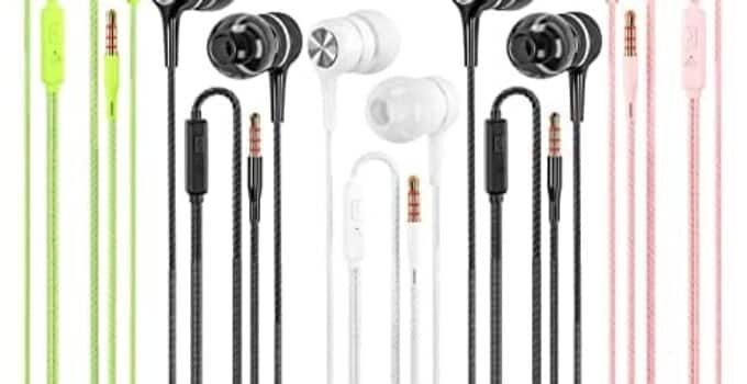 Wired Earbuds with Microphone 5 Pack, in-Ear Headphones with Heavy Bass, High Sound Quality Earphones Compatible with iPod, iPad, MP3, Android Phones, Fits All 3.5mm Jack
