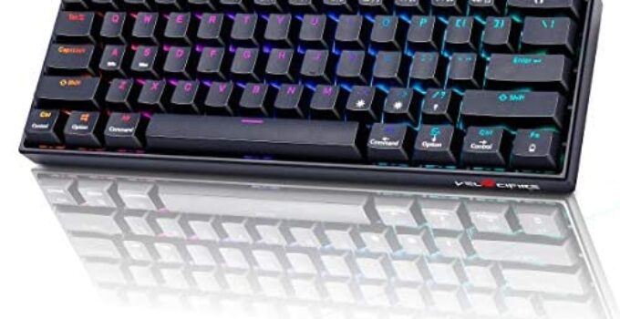 Wireless Bluetooth Mechanical Keyboard, Velocifire M2 61 Keys Mini 60% Mechanical Gaming Keyboard, RGB Backlit Hot Swappable Gateron Red Switch Black Keyboard