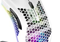 Wireless Gaming Mouse, VEGCOO C8 Silent Click Wireless Rechargeable Mouse with Colorful LED Lights and 3 Level DPI 400mah Lithium Battery for Laptop and Computer (White)…
