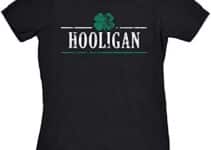 Womens Irish Clover Hooligan Funny St Pattys Patricks Day Cute Drinking T Shirt