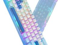 Womier WK61 60% Keyboard Mechanical, Hot-Swappable Ultra-Compact RGB Gaming Keyboard w/Pudding Keycaps, Linear Red Switch, Pro Driver/Software Supported – Glacier Blue