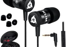 KLIM™ Fusion Earbuds with Microphone + New 2022 Version + Long-Lasting Wired Ear Buds – Innovative: in-Ear with Memory Foam + Earphones with Mic and 3.5mm Jack – Black
