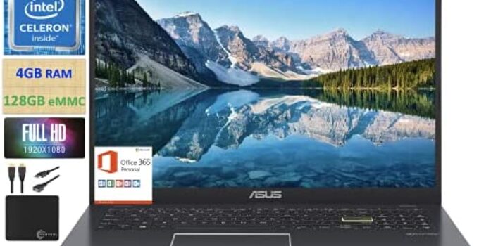 2021 Flagship ASUS Laptop 15.6″ Thin Light Laptop Computer, 15.6″ FHD Display, Intel Celeron N4020 (up to 2.8GHz),4GB RAM, 128GB eMMC,Webcam,WiFi, Backlit Keyboard，Microsoft 365,Win10 S+Marxsol Cables