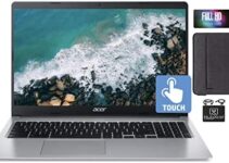 2022 Flagship Acer Chromebook 15.6″ FHD 1080p IPS Touchscreen Light Laptop, Intel Celeron N4020 (Up to 2.8GHz), 4GB RAM, 64GB eMMC,HD Webcam,Gigabit WiFi, 12+ Hours Battery,Chrome OS,w/HubxcelCables