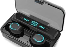 [2022] New Wireless Earbuds Bluetooth 5.0 Headsets, IPX7 Waterproof 100H Playtime with Charging Case LED Battery Display, auriculares,3D Stereo Audio Full Touch Control Headset w/Mic