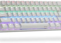 ANNE PRO 2, 60% Wired/Wireless Mechanical Keyboard (Kailh Box White Switch/White Case) – Full Keys Programmable – True RGB Backlit – Tap Arrow Keys – Double Shot PBT Keycaps – NKRO – 1900mAh Battery