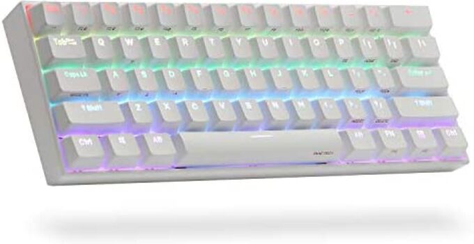 ANNE PRO 2, 60% Wired/Wireless Mechanical Keyboard (Kailh Box White Switch/White Case) – Full Keys Programmable – True RGB Backlit – Tap Arrow Keys – Double Shot PBT Keycaps – NKRO – 1900mAh Battery