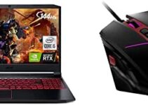 Acer Nitro 5 AN515-55-53E5 Gaming-Laptop | Intel Core i5-10300H | NVIDIA GeForce RTX 3050 Laptop GPU | 15.6″ FHD 144Hz IPS-Display | 8GB DDR4 | 256GB SSD-with Acer Nitro Gaming-Mouse II Gaming-Mouse