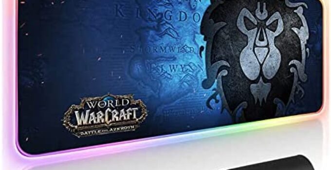 Alliance World of Warcraft RGB Soft Gaming Mouse Pad Large Oversized Glowing Led Extended Mousepad Non-Slip Rubber Base Computer Keyboard Pad Mat 31.5X 11.8in