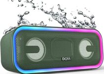 Bluetooth Speaker, DOSS SoundBox Pro+ Wireless Bluetooth Speaker with 24W Impressive Sound, Booming Bass, IPX5 Waterproof, 15Hrs Playtime, Wireless Stereo Pairing, Mixed Colors Lights, 66 FT- Green