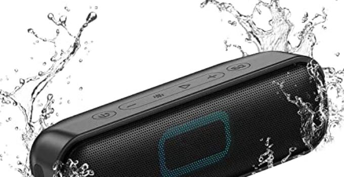 Bluetooth Speakers, Portable Speakers Bluetooth Wireless with 20W Stereo Sound, IPX7 Waterproof Shower Speakers, 100FT Range, Multi-Colors Lights, 1200 mins Battery Life for Indoor&Outdoor