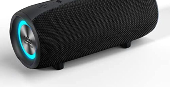 Bluetooth Speakers Portable Wireless, ROYQUEEN IPX7 Waterproof Speaker with Bass and Loud Sound, Bluetooth 5.0 Dual Pairing, Built-in Mic, AUX Input, for Home Outdoor Pool Party Beach(Black)