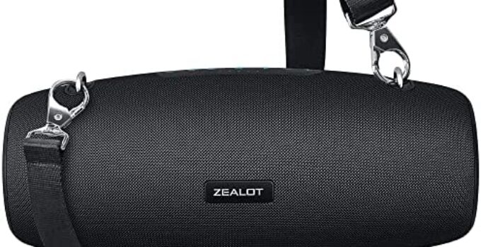 Bluetooth Speakers,ZEALOT 75W Portable Bluetooth Speakers Loud with BassUp Technology,IPX6 Waterproof Outdoor Speaker with 14,400MAh Big Battery,50H Playtime,Stereo,Party, Wireless Speaker（Update）