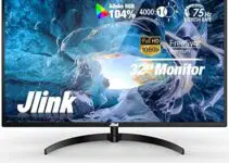 Computer Monitor – Jlink FHD 32 Inch Monitor, 1920x1080P 75Hz, 104% sRGB LCD Computer Display with HDMI VGA 3.5mm Audio, HDR Low Blue Light Anti-Glare VA Screen with Freesync, Adjustable Tilt