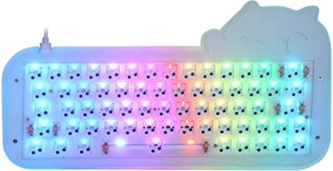 EPOMAKER Mini Cat 64 60% Hot Swappable QMK/VIA Programmable RGB Wired Mechanical Gaming DIY Keyboard Kit with Refinedly Tuned Stabilizers, Stacked Acrylic Case, Compatible with Windows/Mac