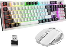 FELICON Rechargeable 2.4G Wireless Keyboard and Mouse Combo Suspended Keycap Mechanical Feel Backlit Gaming Keyboard & Mouse Adjustable Breathing Lamp for Laptop Computer and Mac