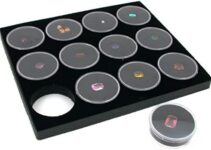 FindingKing 12 Gem Stone Jars Display Black Foam Tray Travel Insert