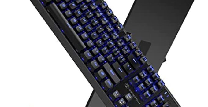 GOFREETECH Mechanical Keyboard, LED Blue Backlit RGB Wired PC Gaming Keyboard, Spill Resistant, Ergonomic Mechanical Feeling 104 Keys Keyboard Blue Switch for PC Laptop Computer and Work.(Black)