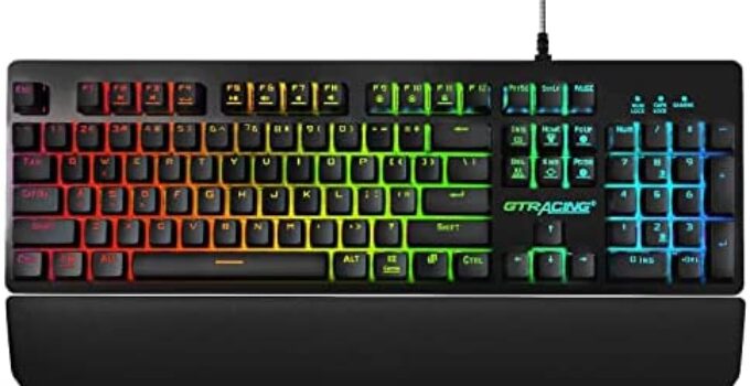 GTRACING Mechanical Gaming Keyboard with Wrist Rest, RGB Lighting, Tactile Mechanical Switches, Programmable Macro Keys