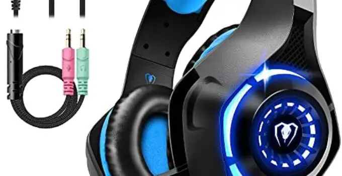 Gaming Headset for PS4 PS5 Xbox One Switch PC with Noise Canceling Mic, Deep Bass Stereo Sound