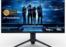 Gaming Monitor- Jlink 27 Inch 1080P Computer Monitor, 1920×1080 FHD 165Hz 1ms(MPRT), Ultra Slim Screen with HDMI DisplayPort, PC Computer Screen Compatible with Freesync, Height/Pivot/Tilt Adjustable