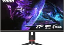 Gaming Monitor – Jlink 27 inch 165Hz 1ms 1440P QHD (2560×1440) 106% sRGB Computer Monitor, Frameless 2K VA Display Support FreeSync HDR with HDMI/DP, Tilt/Height/Pivot Adjustable Stand, VESA Mountable
