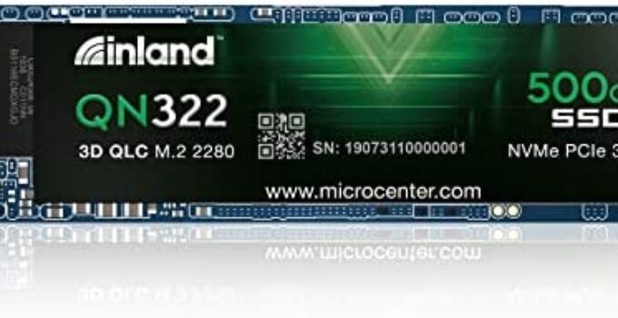 INLAND QN322 500GB NVME M.2 2280 PCIe Gen 3.0×4 3D NAND SSD Internal Solid State Drive, PCIe Express 3.1 and NVMe 1.4 Compatible (500 GB)