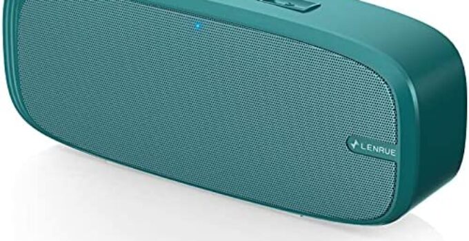 LENRUE Bluetooth Speaker, Wireless Portable Speaker with Loud Stereo Sound, Rich Bass, 12-Hour Playtime, Built-in Mic. Perfect for iPhone, Samsung and More (Green)