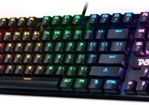 Mechanical Gaming Keyboard RGB LED Rainbow Backlit Wired Keyboard, Classic Black Compact 87 Key, Wired Keyboard for Windows Gaming PC (RGB Backlit Black)