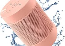 Portable Bluetooth Speaker, COMISO Small Wireless Shower Speaker 360 HD Loud Sound Stereo Pairing Waterproof Mini Pocket Size Built in Mic Support TF Card for Travel Outdoors Home Office Pink