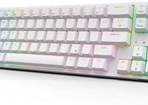 RK ROYAL KLUDGE RK68 Plus Mechanical Keyboard, 2.4Ghz Wireless/Bluetooth/Wired Red Switch 65% Gaming Keyboard, RGB Hot Swappable with Software for Win/Mac