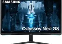 SAMSUNG 32″ Odyssey Neo G8 4K UHD 240Hz 1ms G-Sync 1000R Curved Gaming Monitor, Quantum HDR2000, AMD FreeSync Premium Pro, Matte Display, Ultrawide Game View, DisplayPort, HDMI, Black & White, 2022