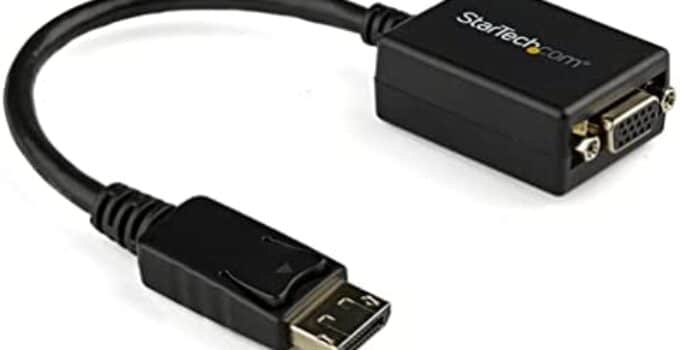 StarTech.com DisplayPort to VGA Adapter – Active DP to VGA Converter – 1080p Video – DisplayPort Certified – DP/DP++ Source to VGA Monitor Cable Adapter Dongle – Latching DP Connector (DP2VGA2)