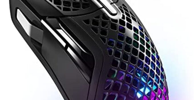 SteelSeries Aerox 5 – Lightweight Gaming Mouse – 18000 CPI — TrueMove Air Optical Sensor – Ultra-Lightweight Water Resistant Design – Universal USB-C Connectivity