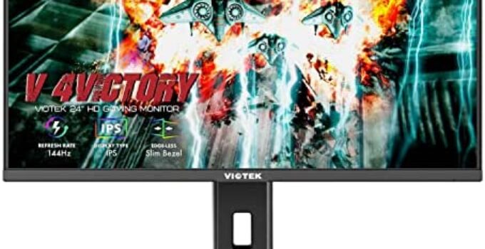 VIOTEK GFI24CBA 24-Inch 144Hz IPS Gaming Monitor 1080p | FreeSync G-Sync-Compatible | MPRT Mode Less Motion Blur | HDMI 2.0, DP | Height, Tilt, Swivel, Pivot Adjustable Stand, Zero Dead Pixel Warranty