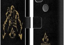 Head Case Designs Officially Licensed Assassin’s Creed Male Eivor Silhouette 15th Anniversary Graphics Leather Book Wallet Case Cover Compatible with Google Pixel 4a