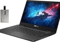 2021 ASUS 14″ HD Display Chromebook Laptop Computer, Intel Celeron N3350 Processor, 4GB RAM, 32GB eMMC, Webcam, USB-C, Chrome OS, Grey, 128GB SnowBell USB Card