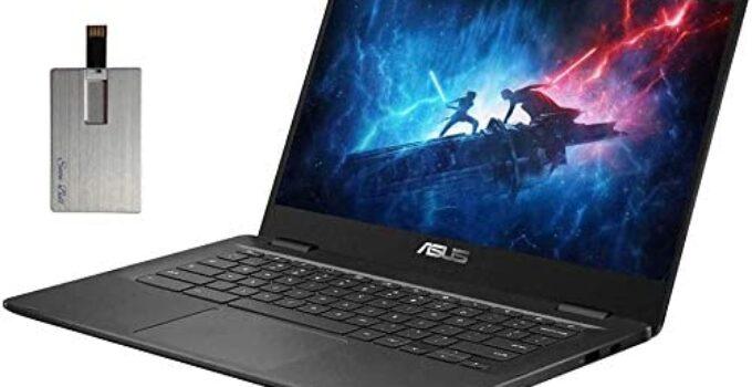2021 ASUS 14″ HD Display Chromebook Laptop Computer, Intel Celeron N3350 Processor, 4GB RAM, 32GB eMMC, Webcam, USB-C, Chrome OS, Grey, 128GB SnowBell USB Card