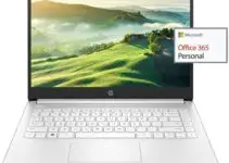 2022 Newest HP 14″ HD Laptop Light-Weight, AMD 3020e(Up to 2.6GHz), 8GB RAM, 128GB SSD + 64GB eMMC, 1 Year Office 365, WiFi, Bluetooth 5, USB Type-A&C, HDMI, Webcam w/Ghost Manta Accessories