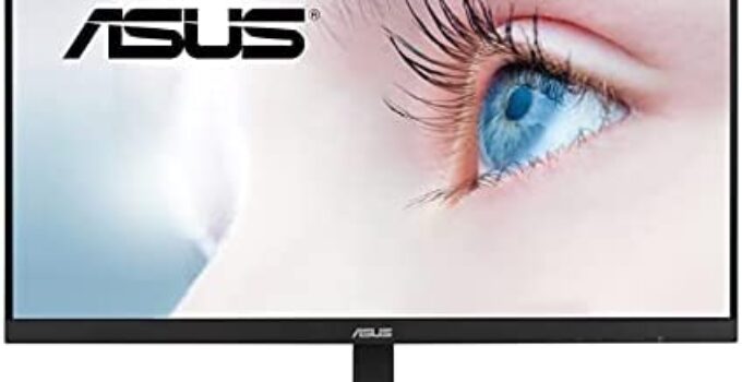 ASUS 23.8” 1080P Monitor (VA24DQSB) – Full HD, IPS, 75Hz, Speakers, Adaptive-Sync, Low Blue Light, Flicker Free, VESA Mountable, Frameless, HDMI, DisplayPort, VGA, USB hub, Height Adjustable