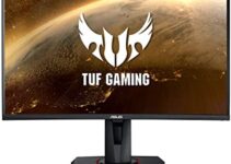 ASUS TUF Gaming VG27WQ 27” Curved Monitor, 1440P WQHD (2560 x 1440), 165Hz, Adaptive-sync, Freesync Premium, Extreme Low Motion Blur (ELMB), 1ms, 400 nits, DisplayHDR 400, DisplayPort and HDMI