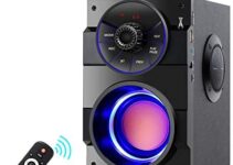 Bluetooth Speakers, Portable Wireless Speaker with Subwoofer Heavy Bass, 2 Loud Speaker, LED Lights, FM Radio, Remote Control, MP3 Player Powerful Speaker Suitable for Travel, Indoor and Outdoor