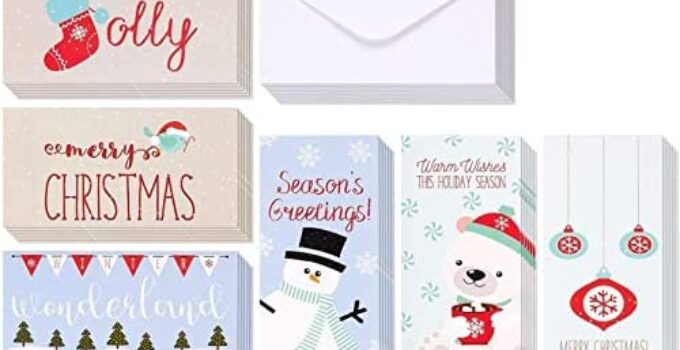 Christmas Greeting Cards with Money Envelopes for Cash (3.5 x 7.25 In, 36 Pack)