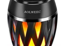 Flame Light Speaker, AOLWEEC Led Flame Speakers Torch Atmosphere Bluetooth Speakers & Outdoor Portable Stereo Speaker with HD Audio and Enhanced Bass Flickers Warm Lamp BT 5.0 for iPhone/iPad/Android