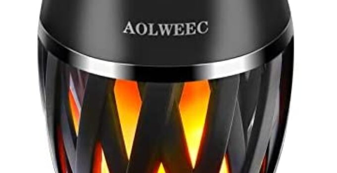 Flame Light Speaker, AOLWEEC Led Flame Speakers Torch Atmosphere Bluetooth Speakers & Outdoor Portable Stereo Speaker with HD Audio and Enhanced Bass Flickers Warm Lamp BT 5.0 for iPhone/iPad/Android