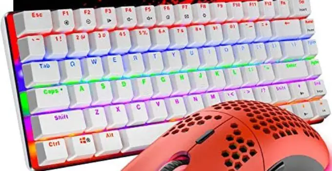 Gaming Keyboard and Mouse,3 in 1 Rainbow LED Backlit Wired Mechanical Keyboard Blue Switch,RGB 6400 DPI Lightweight Gaming Mouse with Honeycomb Shell,Gaming Mouse Pad for PC Gamers
