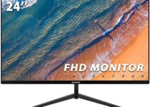 Gawfolk 24″ Monitor, FHD(1920x1080P) 75HZ, 95% sRGB Color Gamut Specialized Computer Monitor, Desktop PC Monitors with 178° Full Viewing Angle,3-Sided Narrow Bezel and VESA Mountable(HDMI, VGA)-Black