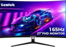 Gawfolk Curved 27 inch Gaming Monitor 165Hz, 144Hz PC Monitor 1ms Full HD 1080P, Frameless 1800R Computer Display with FreeSync & Eye-Care Technology, Support VESA, DP, HDMI Port (Black)