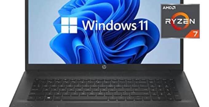 HP Pavilion 17.3-inch IPS Anti-Glare FHD Laptop (2022 Model), AMD Ryzen 7 5700U 8 Core Processor (Beats i9-10885H), 32GB RAM, 1TB PCIe SSD, Wi-Fi 6, Long Battery Life, Webcam, Bluetooth, Windows 11